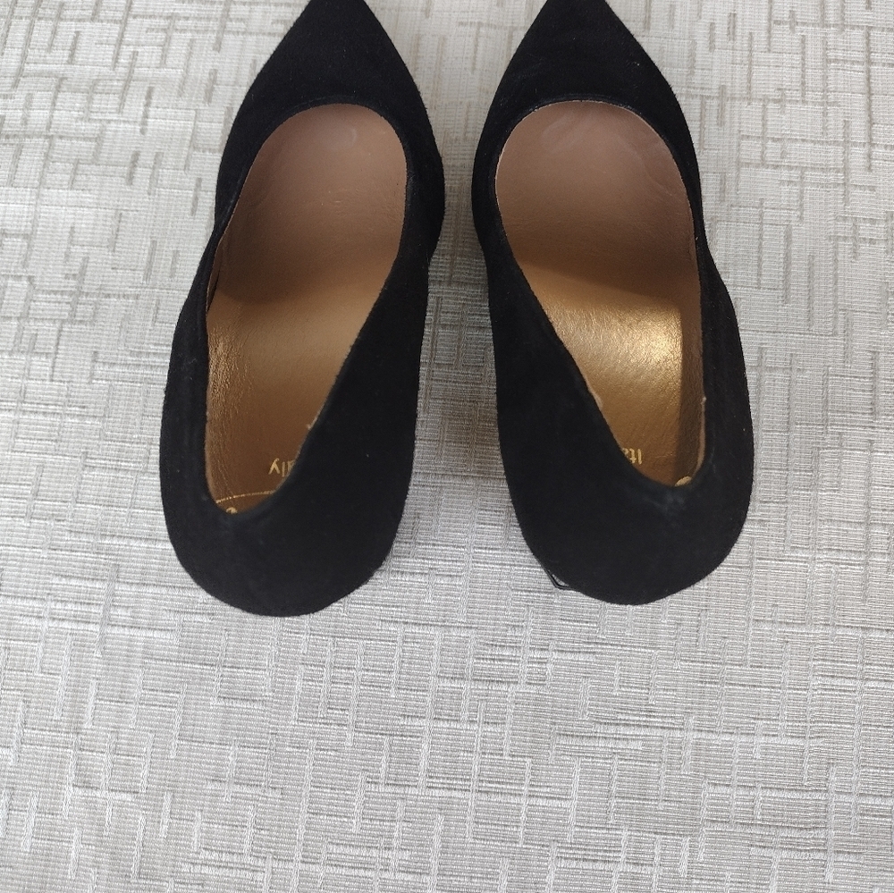 BUTTER Italy ELOISEE Suede Leather Black Pump Heels 6 EUC - Picture 3 of 6